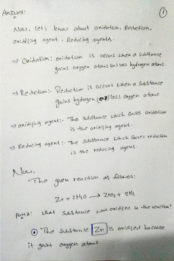 Answer! llow, lets lenow about onidation, Reduction, onidizing agent, Reducing agents. Onidation onidation is occurs when a