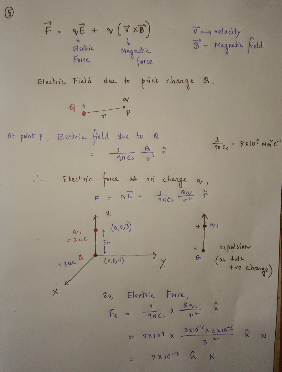 © E q velocity 1 Electric Force & (JxB) B - Magnetic field Magnetic force due to point charge a. Electric Field Р At point p,