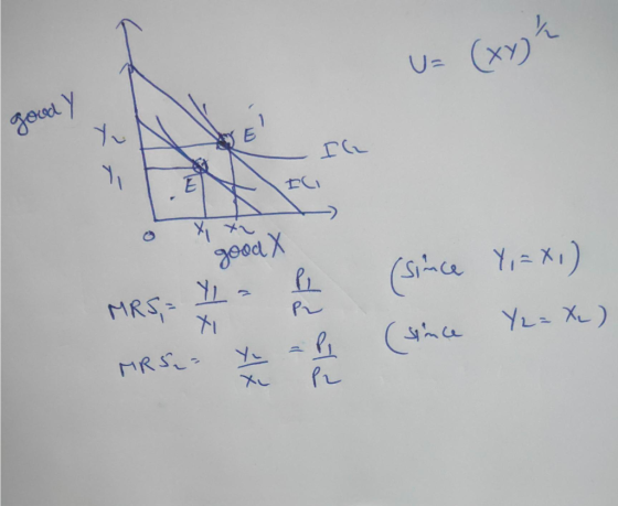 U= (xyok good Y Ile MRS, = 11 - 1 MRS. Y ap (since Y,=X1) (since Y2=Xc) X P2
