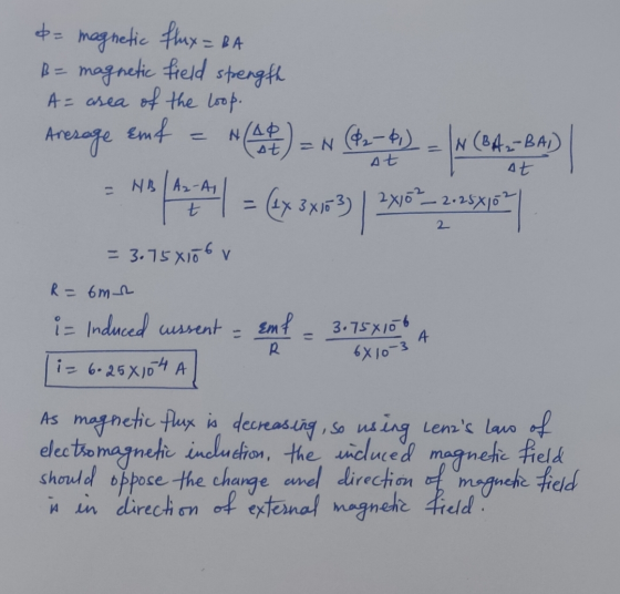 &- magnetic flux = BA B= magnetic field strength A = area of the loop. Emf In the | = (y 3x3 2x10²_2.25x102 2 = 3.75X106 v R