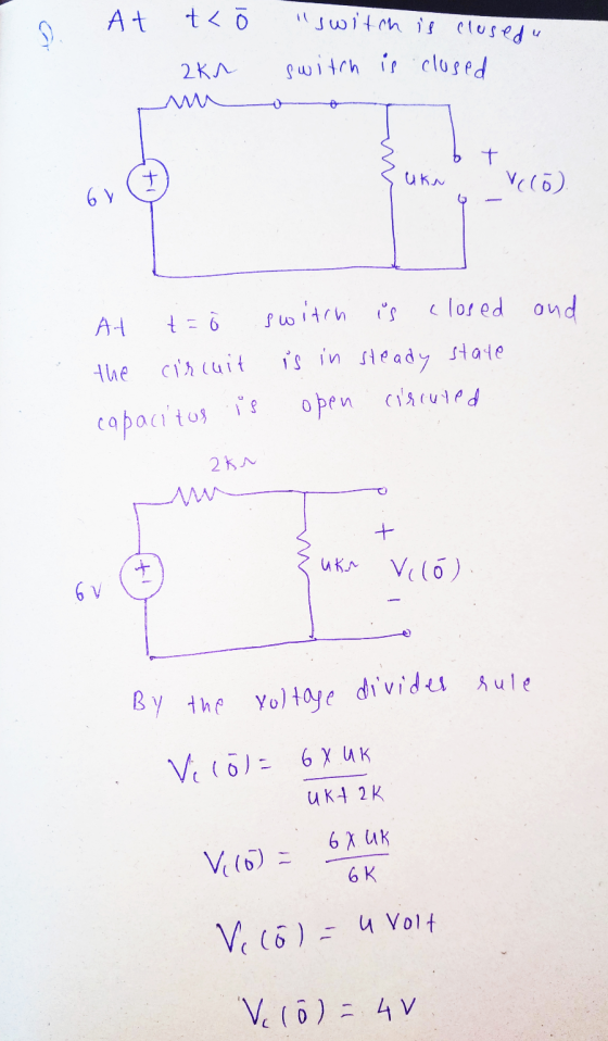 At t< switch is closedu D switch is closed 2ku M M T + UKN Velo 6 y At t = the circuit switch is closed and is in steady sta