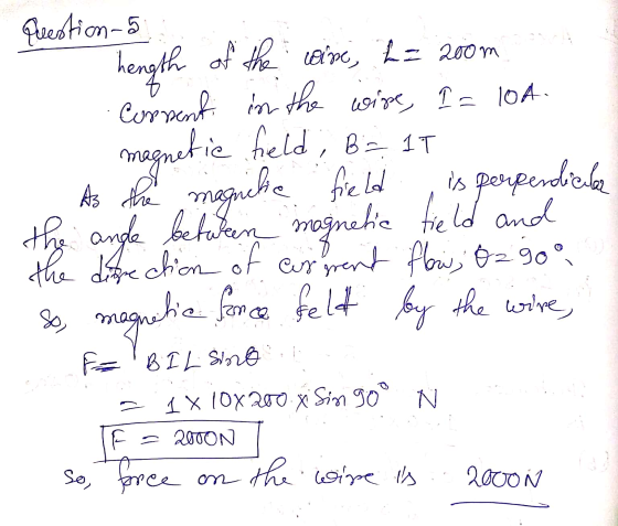 magnetic Questions hength of the wine, h= 200m Consenti in the wire, I= 10A. field, BE IT As the magniche field the angle bet