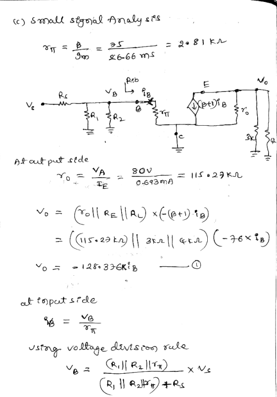 (c) small segonal Analysies.. T5 - = 2.81 km 26-66 ms Reb v At out put sede Yo = VA 800 =lis. 2 KR 0.693 mA = rollrellau) xf@