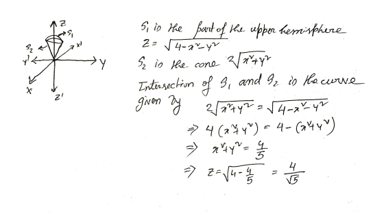 AZ z = 3 اڑ ج ylk of X 21 5, is the part of the upper hemisphere 4-nr-yor S in the cone 2/arty? Intersection S and P2 in the