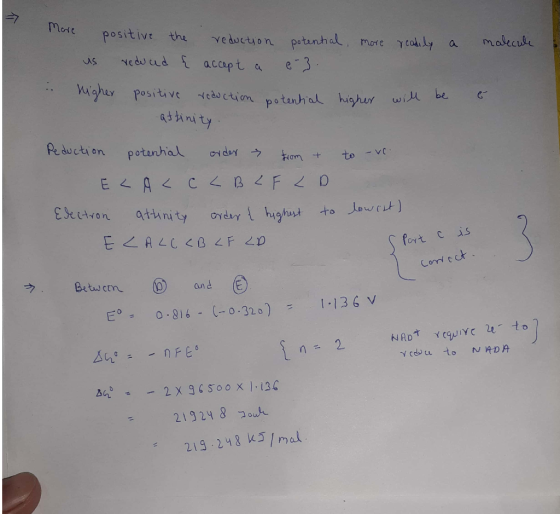 more positive the veduction petunh al, more cadly a malecile Nedu ud ac.capt a e 3 Wgher positive fedoction potenh al highur