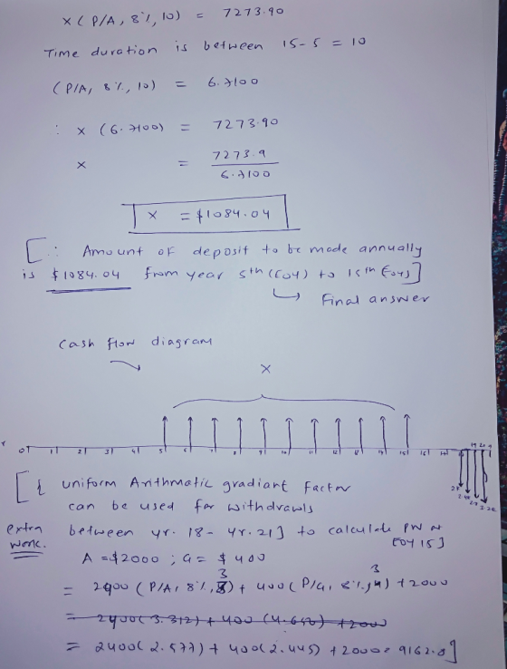 7273.9 XP/A, , 一Time duration is bef ween IS-5=10 7273. く,う100 x to94.0 Amount or deposit to bてmode annually Final an sw er C