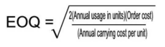 EOQ = /2/Annual usage in units)(Order cost) Annual carying cost per unit)