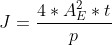J=\frac{4*A_{E}^{2}*t}{p}