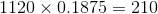 1120\times 0.1875=210