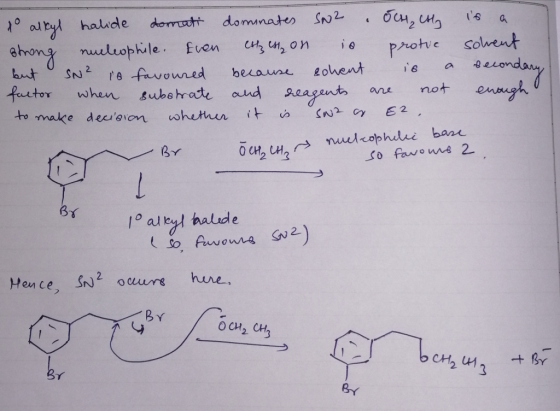 to alkyl halide donati dominates SN² O CH, CH is a strong nucleophile. Even colzeston is protve solvent but SN² is favoured b