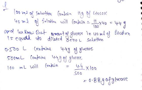 Do ma of Salution (onlein 40 m GlucoSC Boluien will (onleln- _yuo and w nohatawont glvcose in uo md o folodon ts equél o diwt