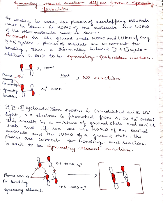 differs from a symmetry Symmetry - allowed reaction I forbidden . my bonding to occur, the phases of overlapping orbitals be