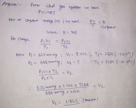 =k Answer: - from icleal gas equation we have PU=ART Now at constant mores (m) ; we have -casteent where KanR for Change Piui