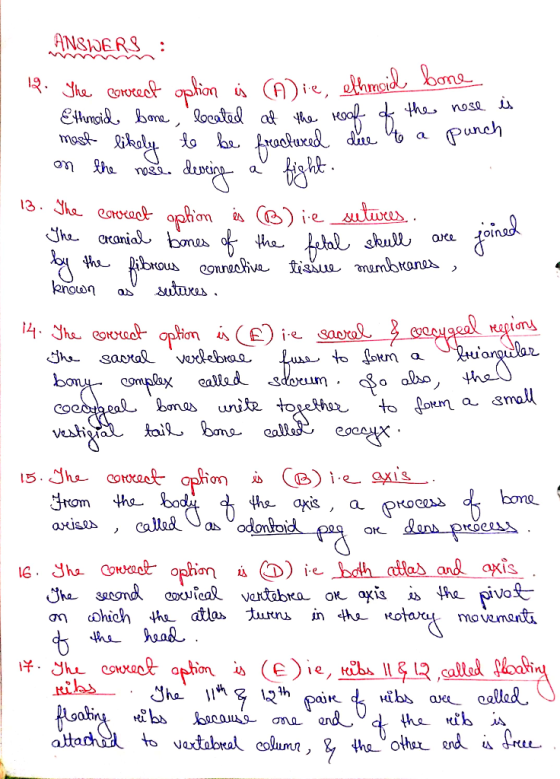 U licht. e joined ANSWERS 12. The correct option is Alie, ethmoid bone Ethneid bone, located at the roof & the nose is most l