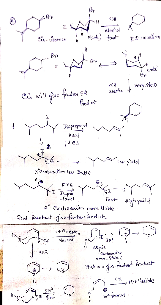 KOH alcohol Cilisomer wauti) fost r eaction DATORI KOH 1 alesher of very slow Ci will give faster EQ - Product H Isopropano