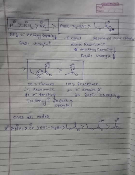 --AUFMAHAL Page : Date: / / 11 NH > H >e=c-CH-Br> ho Ende Holding capacity! -I effect Basic strength t é donating Capacity &