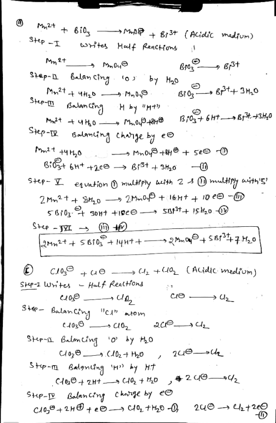 O mm2t + Biog - Mos + B;37 (Acidic medium) Step - I writes Half Reactions Mnet moue Bro Bit Step-l Balancing cos. by H₂O o .