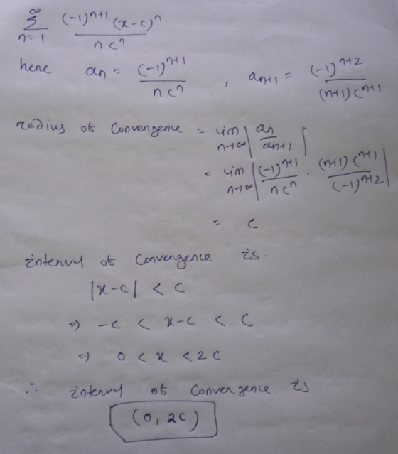 9 (-1gn1(x-2)^ n=1 och here (-1941 ans = (-1) 7+2 nch (141) (nt reding of Convergence = iman nt ount) im ((-1ght (1H1) (91) n