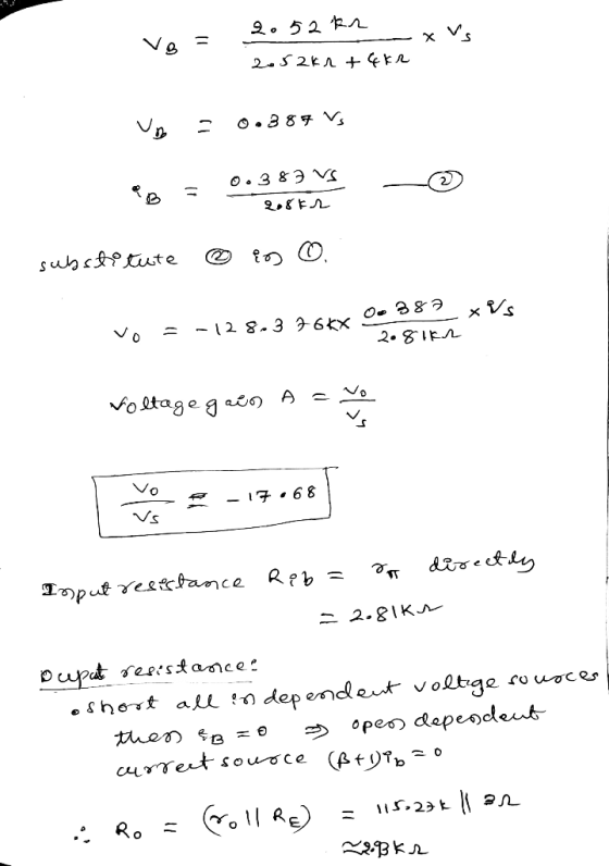 2.52 kr Vo = — xus 2052kr +482 V = 0.387 Vs - 0.383 VS 208kr substitute ② 00387 xks Vo = -128.3 76KXS - 2.81kr Voltage galos