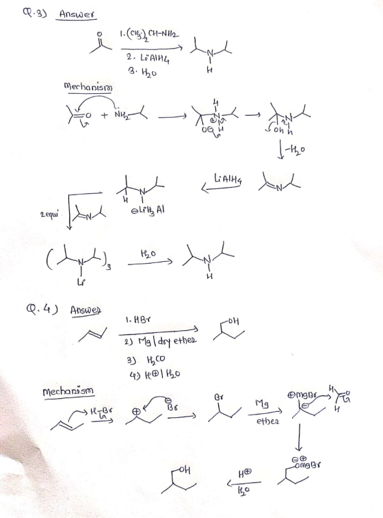 9.3) Answer (.(C) CH-NH2 2 2. LiAlHh 20 ho T Mechanism + NH 08/ ہر ) وال LiAlH4 اس کے نام پر اور ا د ل اهلا بالهل) elil Al th