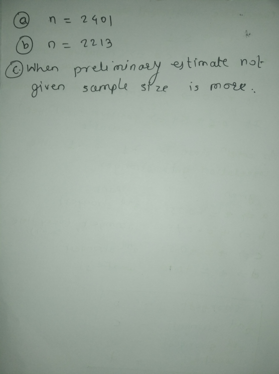 n = 2401 b n = 2213 E- Wher ത estimate not given sample spre is mou.