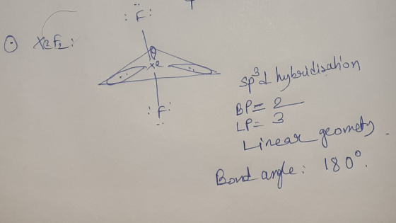 O Xef? sped hybridisation Linear geomety Bond angle: 180°