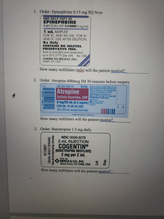 1. Order: Epinephrine 0.15 mg SQ Now NDC 0517-1071-25 EPINEPHRINE INJECTION, USP 1:1000 (1 mg/ml) 1 mL AMPULE FOR SC AND IM U