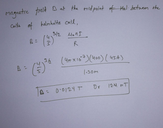 midpoint of Hell between the magnetic Coills of field at the helmholtz coid, 14 3/2 Mona 31 (4m x 16 7) (400) (45A) 1.50M To=