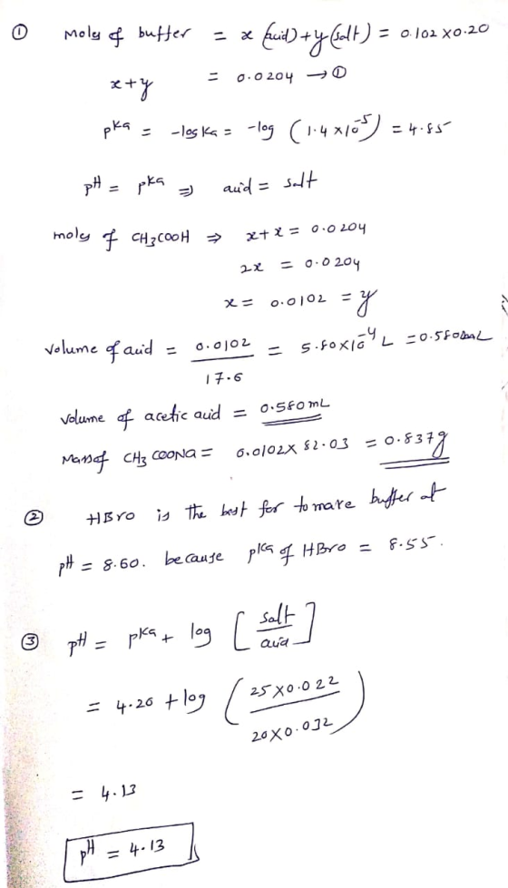 Molg buffer E o.lo2 xo.20 a.O204 P KG -les kalog4 x/ aud= st moly CH3CaoH = 0.0 204 2x o.O1O2 Velume faud -s.FoxlG L 20-5Foba