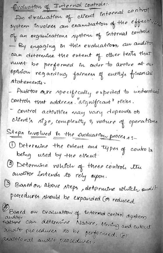 Evaluation of Internal controlna. An evaluation of client internal system involves on enamination of the effectivene of an or