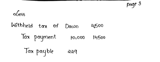 page 3 4500 обем Withheld tan of Dawn Tax payment 10,000 Tax payble 229 10,000 14500