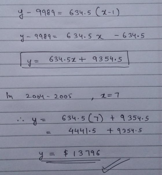 y-- 9989 = 634.5 C2-1) 634.5%+ q354-5 =그 634.5 (7) + 9 354,5 = 4441.5 ±9354.5 = $ 13796