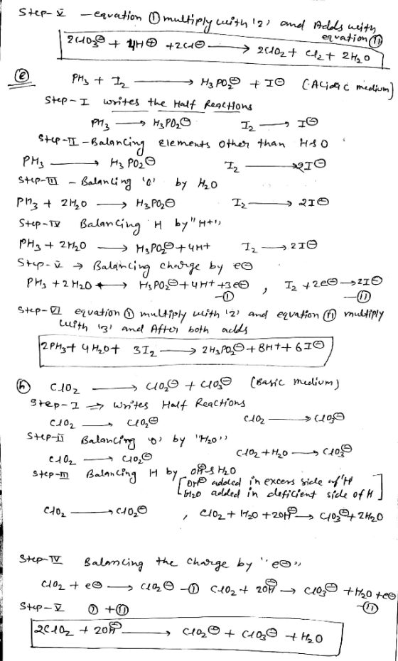 Step-ě - equation multi 2400 + 4H 4210 ith 12 and Adds with equation 21102t et 2 H₂o7 PH₂ + 2 H₂ POD +10 (Acid ċ medium) Step