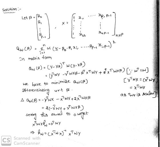 Solution Let p P-I nP- nxP P- ,p) n Qw CA) --Pp-p- nmatri torm Aw ()- CY-XP) wcy-X8) (wy -wx-pxTwy+ exTWx) w CYwx = wy X we h