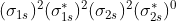 (\sigma _{1s})^{2}(\sigma^{*} _{1s})^{2}(\sigma _{2s})^{2}(\sigma^{*} _{2s})^{0}