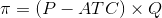 \pi=(P-ATC)\times Q