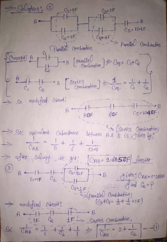 Solution 2 GLEUF C = 2F H .B SELEC5= 12:47 C2 = 4F ! Cy= 4F ! > Parallel Pasalle combination combination Concert P s (mele ca