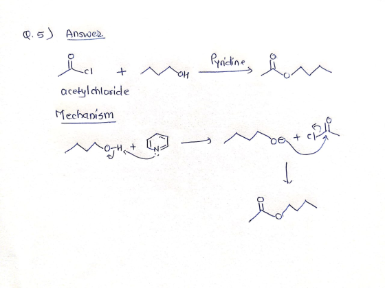 Q.5) Answer Lo + Mon Pricking on acetylchloride Mechanism Month Mother