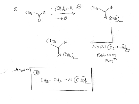 CH3 H 0 CH2 H . (CH3)NH, HO ho - S N(CH3). Cl2 MaBH CO2 CH3 Reduction N (CH3) reqa Answert CH3-CH₃-N (CH3)