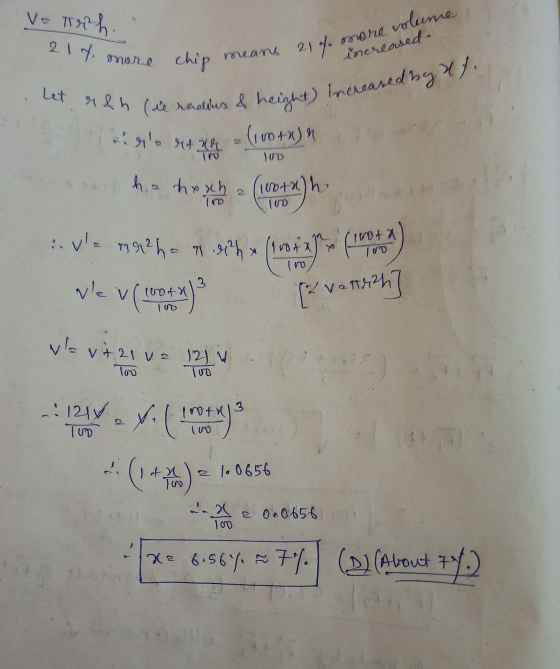 Vs Tech 217. more m means 21%. more volume increased- chip Let er&h (ie radius & height) (100+) Increasednyt gil H+ x4 ha hes