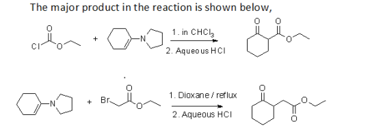 The major product in the reaction is shown below, 1. in CHCI 2. Aqueo us HCI 1. Dioxane reflux Br. 2. Aqueous HCI