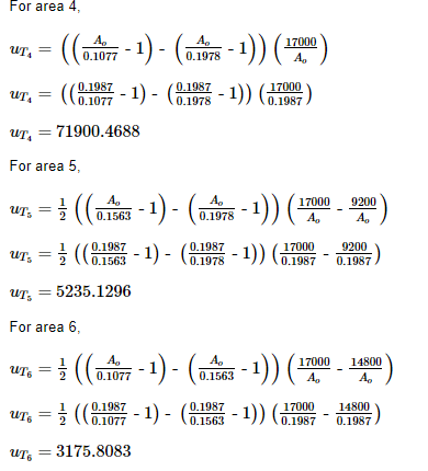 For area 4, ur, = ((6.107 - 1) - (0.1878 - 1)) (17000) ut, = (06.1987 - 1) - 06.1996 - 1)) (10.704) ut, = 71900.4688 For area