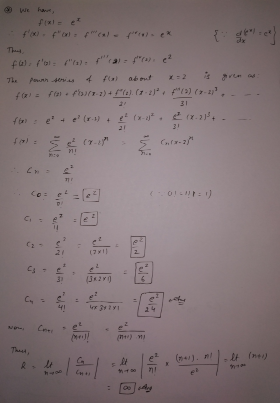 =ea dx x=2 We have, f(x) = ex f (x) = f(x) = f(x) = f(x) = en {: d (ex Thus, f (2) = f(2) = f (2) = f(al = f (2) - e² pow