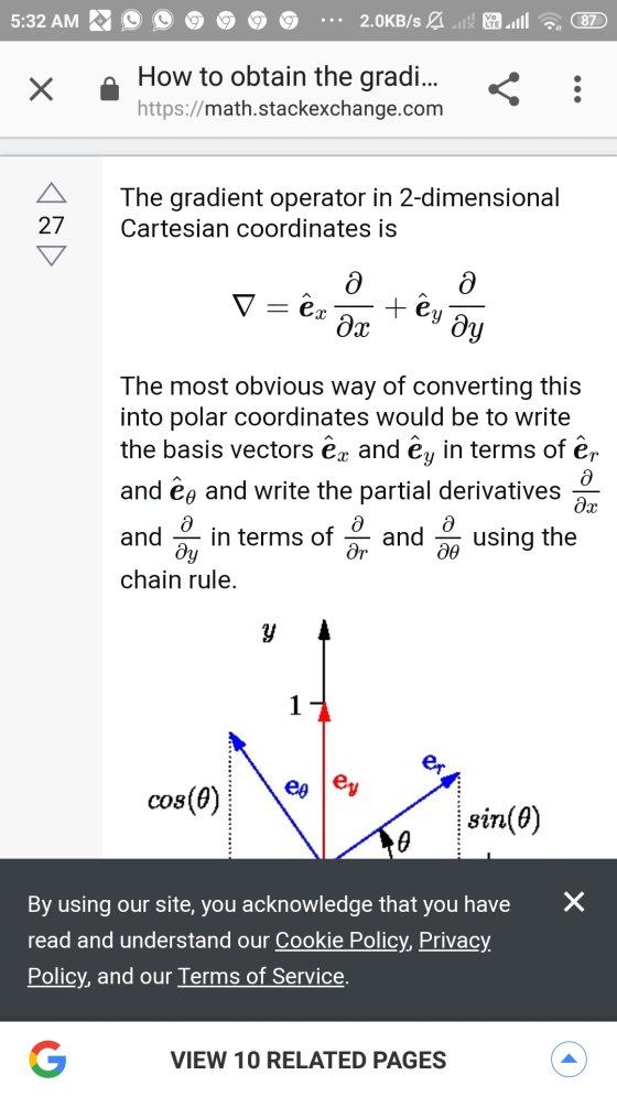 Vo 5:32 AM 2.0KB/s 87 Х How to obtain the gradi... https://math.stackexchange.com a The gradient operator in 2-dimensional Ca