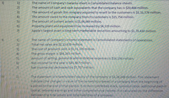The name of Companys balance sheet is Consolidated balance sheets. The amount of cash and cash equivalents that the company