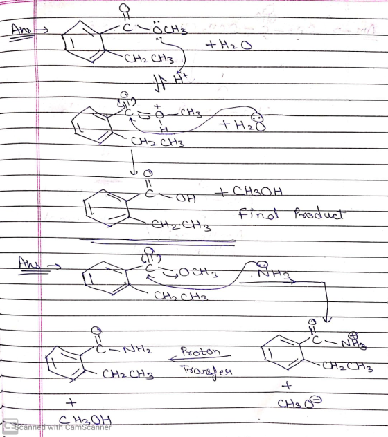 COCH3 + H2O -CH2 CH3 दो CHz +20 H2CHR -OH + CH3OH final Product lzCो And पी Soch CH₂CH3 - NFZ Proton CH.COM CH2 CH3 Transfer