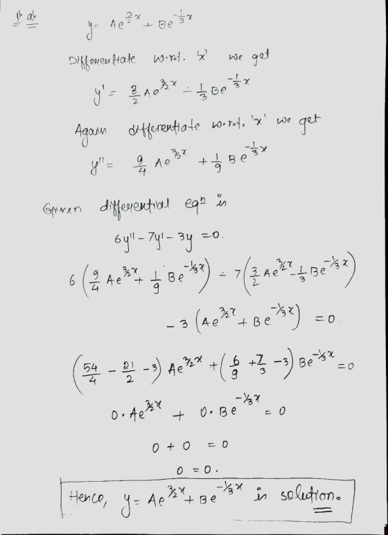 ļ ay y net bet We Differentiate worot. Se get y = 2 2 4 3 & Bear Again differentiate worto x wo get Be 24 103 Greven diffe