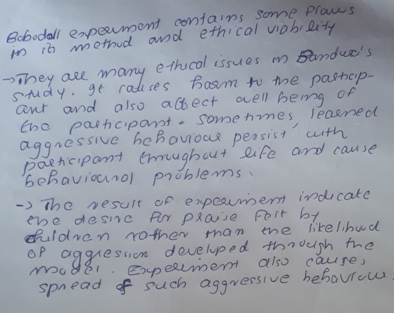 Bobodoll expoument contains some prawe is rh methud and ethical viability Bandurs They all many ethical issues in stidy. It