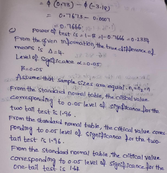 22.22 Assume that samorizzati 9200 0 (0.73) - $ (-3.18) 0.7673 - 0.0007 = 0.7666 19-1 tap-1) power of test is = 1-3-1-0.7666