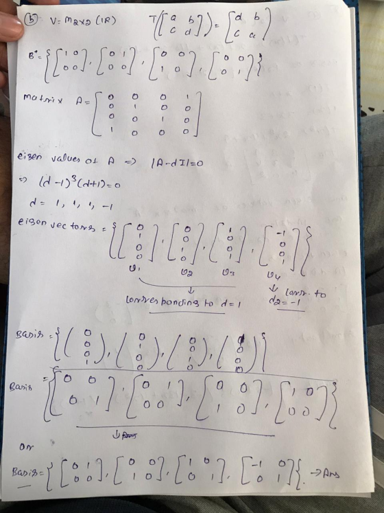 v=maxa (IR) b 108 37). Select ** 10.07.Lo!? 20 % [3071 BE matrix A O - Oo - OOO - O eisen values of A) A-dIl=0 - (da) (d+1)=0